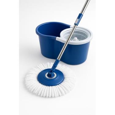 Imagem de Mop Giratório 360° Lava e Seca 8L – Balde Duplo com Cesto Inox, Cabo Ajustável, Refil de Microfibra – Ideal para Pisos Cerâmica, Porcelanato e Madeira