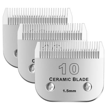 Imagem de colorski Lâmina de cerâmica destacável para cães de estimação nº 10, compatível com Andis Size 10, comprimento de corte 1/40.6 cm (1,5 mm), compatível com cortadores de cachorro Andis/wahl/Oster 3