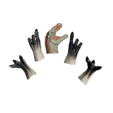 Imagem de Conjunto de fantoches de dedo de dinossauro, brinquedo de mão animal, 