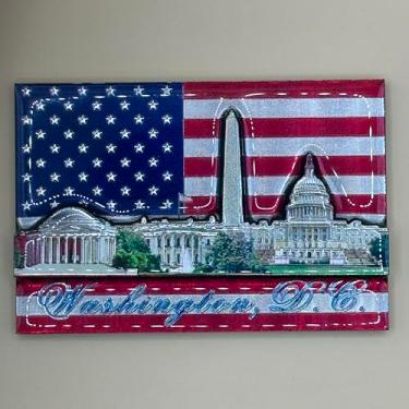 Imagem de Imã de geladeira de lembrança Washington DC, marcos de design 3D, material MDF, várias cores (bandeira WDC)