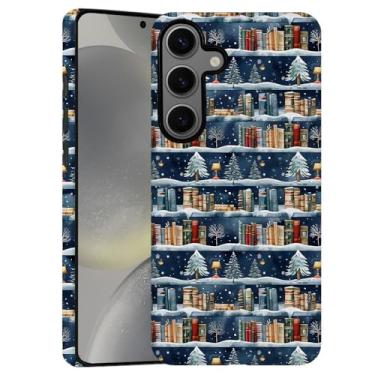 Imagem de Capa para Samsung Galaxy S24 Plus, capa de telefone fosca macia com proteção de câmera - árvore de Natal azul retrô