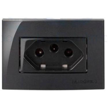 Imagem de Tomada De Embutir Em Móveis Margirius 10A 2P+T Preta Sleek