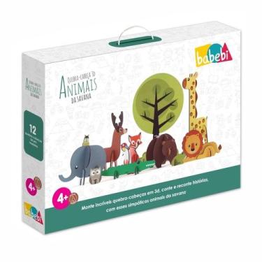 Imagem de Quebra Cabeça 3D Animais Da Savana Em Madeira Babebi