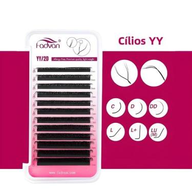 Imagem de Cílios Postiços Em Forma De YY 2D De Mink Sintético Com Pontas Duplas 