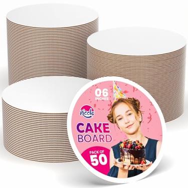 Imagem de RICCLE Tábuas de bolo pacote redondo de 15 cm com bordas lisas de 15 cm, descartáveis, resistentes, círculos de papelão branco - círculos de grau alimentício