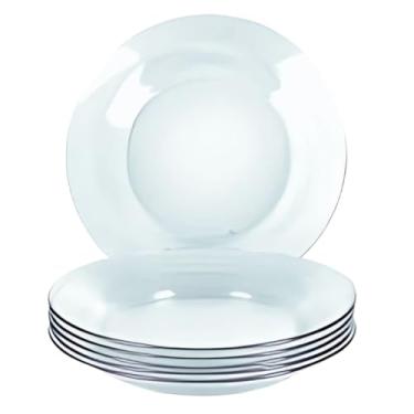 Imagem de Jogo De Pratos Fundos Kit 6 Peças Em Vidro Almoço E Jantar