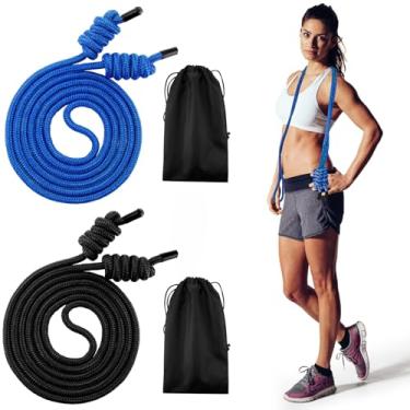 Imagem de Lewtemi 2 peças de corda de exercício de fluxo para fitness, corda de treino de trança dupla com bolsa de pano, salto de comprimento ajustável para malhar, homens, mulheres, academia, treinamento