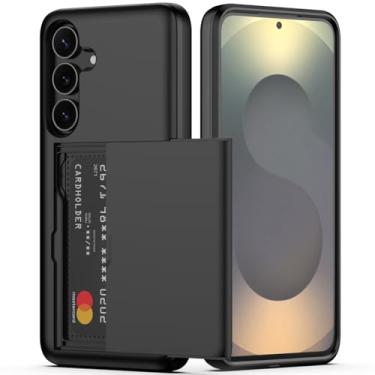 Imagem de Nvollnoe Capa para Samsung Galaxy S25 FE com suporte para cartão, camada dupla, capa protetora resistente, compartimento oculto para cartão, capa carteira fina para Samsung S25 FE de 16,7 cm (preto)