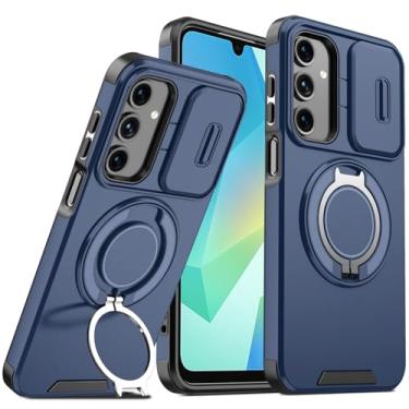 Imagem de Anlalish Capa compatível com Samsung A56 5G com suporte, capa resistente à prova de choque para Samsung Galaxy A56 5G com capa de câmera (azul)