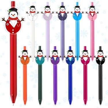 Imagem de Sayglossy 12 canetas esferográficas de enfermeira de Natal, divertidas, multicoloridas, em formato de boneco de neve, presentes de agradecimento para mulheres, enfermeiras, médicas, assistentes