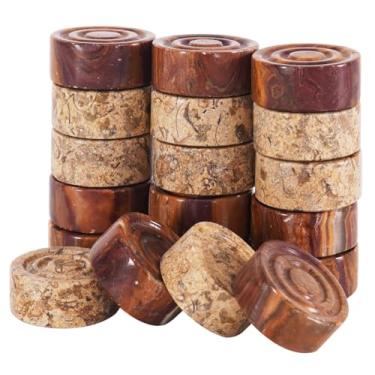 Imagem de Radicaln Marble Red & Coral Big Board Games Complete Checker Figures - Suitable for 15 Inches Checkers Board - Completely Marble Handmade