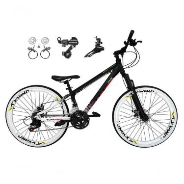Imagem de Bicicleta Aro 26 Vikingx Tuff X44 Preto/branco 21v Câmbios Shimano Tz Freios Hidráulicos Aros Vmaxx Brancos