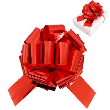 Imagem de TONIFUL Arco vermelho grande de 30,5 cm - Laço grande de alumínio para mesa, carro, bicicletas, brinquedos grandes, candidatos, decoração de porta da frente, embrulho de presente, árvore de Natal e