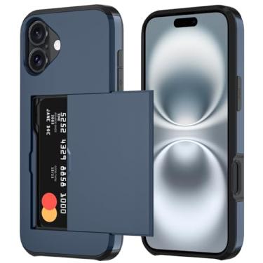Imagem de Qinmay Compatível com capa carteira para iPhone 17, suporte para cartão embutido, camada dupla protetora resistente à prova de choque com compartimento para cartão oculto, capa fina para celular para