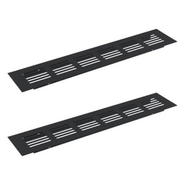 Imagem de WDONAY Sistemas de grade de ventilação com parafusos, 2 peças de ventilação de porta de liga de alumínio preta para armário de sapato, capa de ventilação retangular (25 x 5 cm, preta)