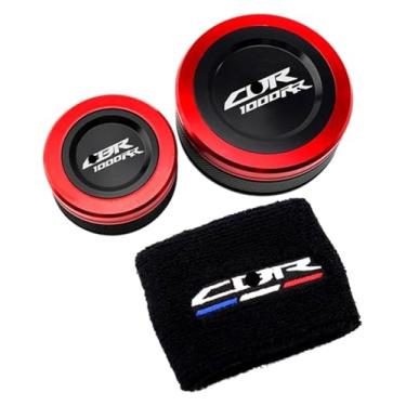 Imagem de BYYINGSUS Compatível com CBR1000RR CBR1000 RR CBR 1000 RR 2004-2019 Acessórios de motocicleta tampas de reservatório de fluido de freio dianteiro traseiro tampas e meia (combo vermelho)