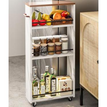 Imagem de Frylr Carrinho de armazenamento fino – Armário de armazenamento estreito de 15 cm de largura para espaços pequenos, carrinhos de cozinha sobre rodas com armazenamento para espaço estreito no banheiro,