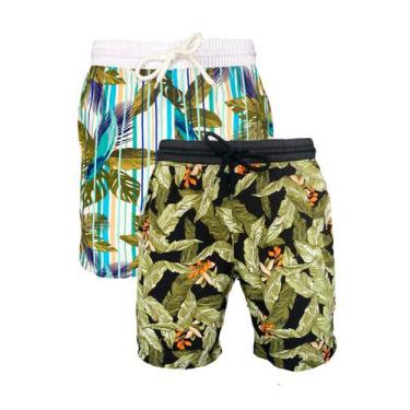 Imagem de Kit 2 Bermudas Masculina Tactel Estampado com Elastano Bolsos laterais