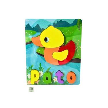 Imagem de Quebra Cabeca Figura e Palavra MDF Toymix Pato 10 Pecas Brinquedo Educ
