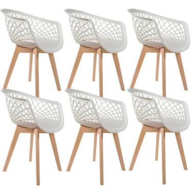Imagem de Kit 06 Cadeiras Decorativas Para Sala de Jantar Madri Com Base de Made