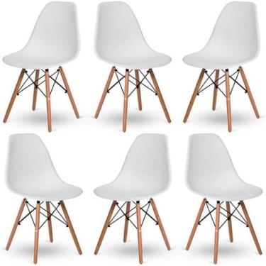 Imagem de Kit 6 Cadeiras Jantar Wood Base Madeira Eiffel Charles Eames