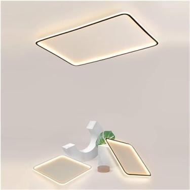 Imagem de Lustre de cristal, lustres de LED, luz de teto de LED compatível com sala de estar, quarto, casa, preto, branco, retangular, moderno, minimalista, estilo, design, luminária de teto embutida