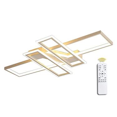 Imagem de Luminária de teto LED moderna regulável com controle remoto Luminária de teto para quarto Luminária de teto criativa de acrílico quadrado Lustre Luminária de teto, branco-90 * 60 cm/94 W
