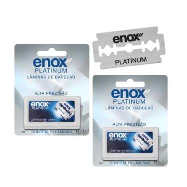 Imagem de Kit 20 Lâminas de Barbear Alta Precisão Fio Duplo Aço Inox Enox Platin