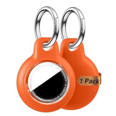 Imagem de MOLOSLEEVE Capa de suporte de Airtag com chaveiro, capa de GPS à prova d'água antiarranhões e choque, chaveiro, acessórios para AirTags, capas de rastreador de itens para mochilas, bolsas, bagagens