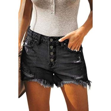Imagem de Shorts jeans Onlypuff, pretos femininos de cintura média, jeans rasgad