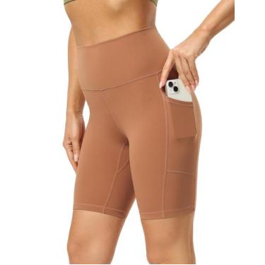 Imagem de Shorts de ioga YUNOGA, cintura alta, costura interna de 8 cm com bolso