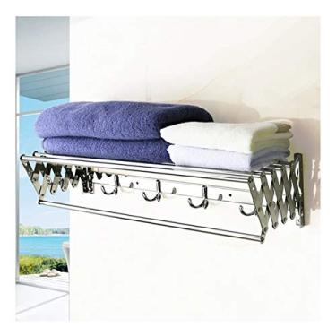 Imagem de Toalheiro de vaso sanitário prateleira de banheiro dobrável Teleshook toalheiro de banho bar ar interno e externo montado na parede aço inoxidável prata/100 cm (70 cm)
