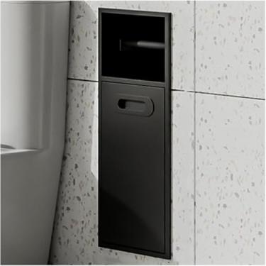 Imagem de Wigig Chuveiro De Aço Inox Ich, Suporte De Papel Higiênico Embutido Para Chuveiro, Embutido Rack De Lixo Para Sala De Banho Livig, Fácil De Instalar, Black