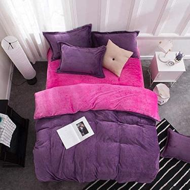 Imagem de Jogo de lençol de flanela de veludo, flanela grossa, dois lados, cor sólida, jogo de cama com capa quente de inverno - Ydl23_Twin Size 3 peças (Ydl20 Queen size 4 peças)