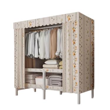 Imagem de PEKJI Armários portáteis de poliéster com cortina dobrável guarda-roupa organizador de armário economiza espaço armário de guarda-roupa portátil