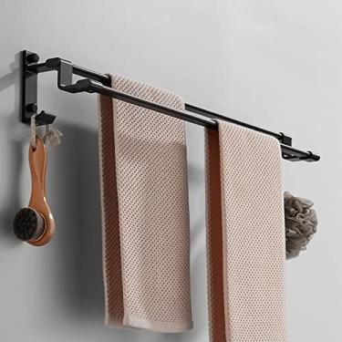 Imagem de Porta-toalhas de chá, suporte de toalha sobre o toalheiro da porta, toalheiro multifuncional de alumínio montado na parede para banheiro, chuveiro, cozinha, hotel/30 cm