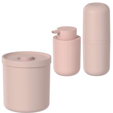 Imagem de Conjunto Completo para Banheiro com 3 Peças Rosa - Ou