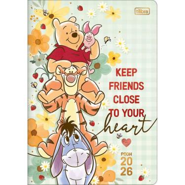 Imagem de Tilibra - Planner Grampeado 17,8 x 25,4 cm Pooh 90 G 2026 - Fundo Verde - Keep Friends