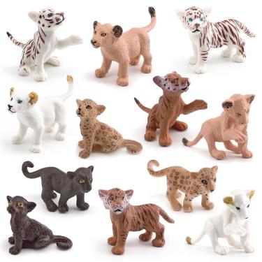 Imagem de Conjunto de bonecos Wild Animal Cub em miniatura realista de PVC, 12 unidades