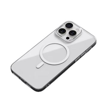 Imagem de Case Clear Magnético Transparente Compatível IPH 16 Pro Max – Perfil Fino, Bordas Elevadas, Indução sem Remover a Capa