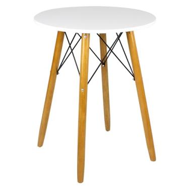 Imagem de Mesa Redonda Eiffel Branca 60cm Sala De Jantar Pés Palito Wood