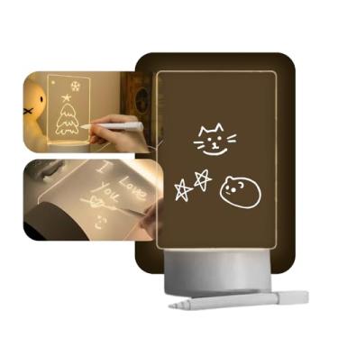 Imagem de Luminária LED 3D com Tela para Escrever – Quadro de Mensagens Criativo para Mesa – Presente Personalizável com Caneta Apagável – Decoração Interativa para Casa e Escritório
