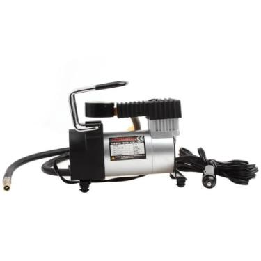 Imagem de Compressor de Ar Veicular Portátil 12V, 15cm x 8cm x 13cm, 100 PSI, com Manômetro e Bicos para Pneus e Infláveis, para Carros, Vans e Caminhões