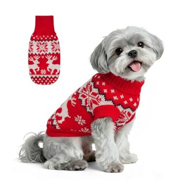 Imagem de Petdream Suéter de Natal para cães pequenos, médios, grandes, meninas, machos, gola de tricô, macio, quente, festivo, férias, inverno, roupas divertidas para brincar em ambientes internos e externos