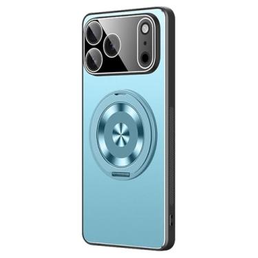 Imagem de HAOMRIYL Capa para iPhone 17 Pro Max/17 Pro/Air/17, capa com suporte de anel giratório, fina, à prova de choque, proteção de lente PC Shell, azul, 17 Pro