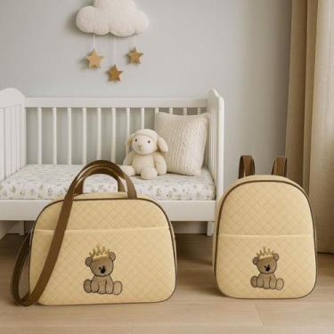 Imagem de Kit Bolsa E Mochila para Bebê Saida Maternidade Urso Bordada - Satuko,