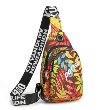 Imagem de Mochila de ombro para mulheres, bolsa mensageiro, ajustável, portátil, caminhada, viagem, bolsa de peito, Marrom, Medium