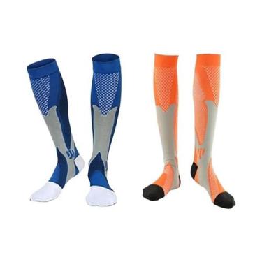 Imagem de Meias de Compressão Masculinas 30-40 mmHg - 2 Pares para Varizes, Corr