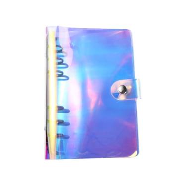 Imagem de Capa de fichário transparente a laser pasta de folhas soltas para caderno, pasta de arquivos, planejador, armazenamento de cartões em espiral (A6-Laser)