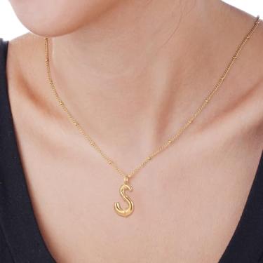 Imagem de Colar com pingente de letra inicial estilo bambu pingente de monograma personalizado em aço inoxidável para uso diário e, F, Aço inoxidável, Sem Pedra Preciosa